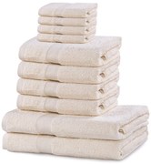 Set di 8 asciugamani crema chiaro e 2 asciugamani da bagno Marina Ecru - DecoKing