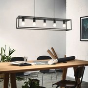 Lampadario Design Eldrick nero paralume nero 5x E27 INSPIRE