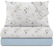 Completo letto matrimoniale fiori grigio cotone Meredith