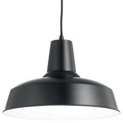 Sospensione Industrial-Minimal Moby Metallo Nero 1 Luce E27