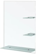 Specchio bagno 60x80 cm a filo lucido con mensole in vetro satinato