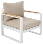 Poltrona da giardino con cuscino bianco e braccioli Persea NATERIAL, struttura in alluminio seduta in alluminio bianco, L 77 x H 68.4 x P 80 cm