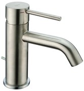 Rubinetto per lavabo a canna bassa getto laminare cristallino TAYRONA nichel satinato HUBER H 16.4 cm