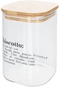 Biscottiera in vetro 1 L con tappo bambù e scritta Victionary