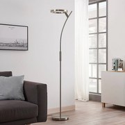 Lampada da terra con luce lettura Darion Lindby, dimmerabile, Alluminio / Grigio / Zincato, Soggiorno / Sala da pranzo, Metallo, Moderno, Lampada LED da terra
