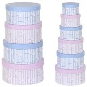 Set di Scatole per Sistemare Impilabili DKD Home Decor Azzurro Rosa Cartone (37,5 x 37,5 x 18 cm)