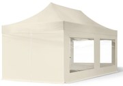 TOOLPORT 3x6m gazebo pieghevole con laterali (finestre panoramiche), ECONOMY acciaio, crema - (59050)