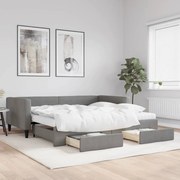 Divano Letto Estraibile Cassetti Grigio Scuro 100x200cm Tessuto /