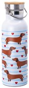 Bottiglia bottiglia da viaggio azzurra e marrone in acciaio inox 425 ml Sausage Dog – Sass &amp; Belle