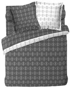 Copripiumino bianco/grigio scuro in cotone per letto matrimoniale/per letto esteso 240x220 cm Aristide – douceur d'intérieur