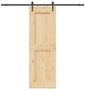 Porta Scorrevole Con Set Hardware 70x210 Cm Legno Massello Pino /