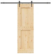 Porta Scorrevole Con Set Hardware 70x210 Cm Legno Massello Pino /