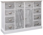 Credenza con 10 cassetti grigia 113x30x79 cm in legno