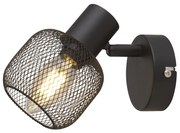 Applique Industrial-Nordico Meshy Acciaio Nero 1 Luce E14