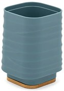 Portaspazzolini da appoggio turchese cobalto in abs e bambù Wave