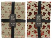 Runner da Tavolo Home Textiles Rosso Beige Stampa Fiocchi di neve Natale 32 x 150 cm