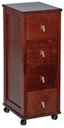 Carrello cassettiera POKERINO in legno a 4 cassetti NOCE