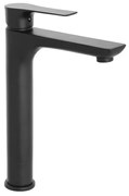 Miscelatore lavabo alto Flat in ottone nero opaco con piletta inclusa