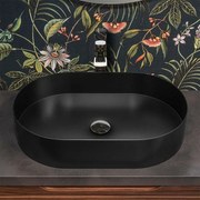 Lavabo da appoggio ovale 58x38 cm in acciaio inox nero opaco Goya