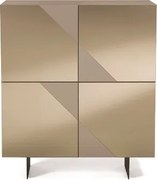 Madia credenza 4 ante in vetro specchio Bronzo e cassa Tortora ARTE 120 con 2 piedini