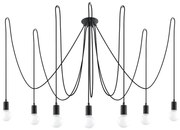 Sollux SL.0372 - Lampadario a sospensione con filo EDISON 7 7xE27/60W/230V ragno nero