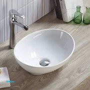 Lavabo D'Appoggio Ovale "Break The Rules" In Ceramica Da 40,5 Cm Finitura Bianco Lucido