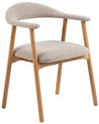 ADELE Beige Caffelatte (tessuto Monza 60)/telaio Rovere Naturale  - SEDIA IN LEGNO BOUCLÉ PER SALONE CUCINA STILE RETRO