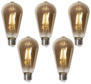 Set di 5 lampadine LED E27 dimmerabili ST64 vetro fumé 5W 450 lm 2700K