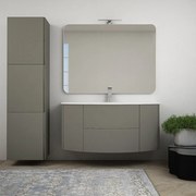 Mobile da bagno sospeso 120 cm Nairobi Grigio talpa opaco con specchio filo lucido e colonna da 170 cm