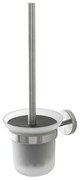 Portascopino a muro in vetro e acciaio inox satinato Galassia Kit di fissaggio incluso