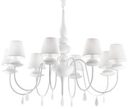 Lampadario Shabby Chic-Provenzale Blanche Metallo Bianco 8 Luci E14