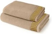 Coppia asciugamani spugna viso e ospite taupe con bordatura