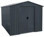 Casetta da giardino NATERIAL Vesuvia in acciaio antracite con porta scorrevole semplice, superficie interna 6.53 m² e spessore parete 0.3 mm