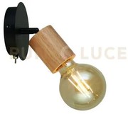Applique spinny spotlight - legno e metallo nero opaco