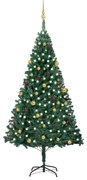 Albero di Natale Preilluminato con Palline Verde, Albero di Natale Preilluminato con Palline Verde 240 cm PVC II