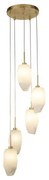 Rocky 5lt multi drop pendant, metallo ottone satinato e vetro