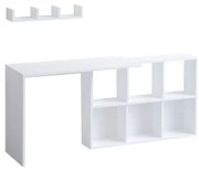 Scrivania Bianca 145x45x74 Con Ripiani Laterali E Mensola Jack