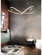 Lampadario LED glamour Asia dorato, luce calda 2100 lumen, NOVECENTO