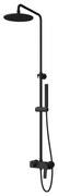 New line colonna doccia telescopica con soffione abs 20 cm miscelatore 2 uscite e doccetta con flessibile 150 cm nero opaco