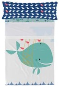 Set di Lenzuola HappyFriday Moshi Moshi Whale Multicolore Singolo 2 Pezzi