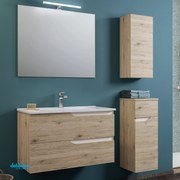 Mobile Bagno Sospeso "Grace 2" Da 60 Cm Composta Da Due Cassetti Lavabo E Specchio Con Lampada Led