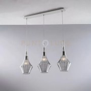 Binario in ferro con vetri grigio pyrex 3 luci zeus