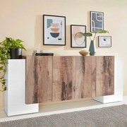 Credenza PILLON Moderna: 2+4 Ante Battenti Bianco Acero Pereira