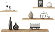 Set 4 Mensole A Parete Effetto Legno Rovere Spessore 18 mm Flying