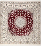 Nain Tappeto 210x200 Rosso (Iran) Annodato A Mano