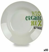 Piatto Fondo Organic Bianco Verde Ø 20,6 cm Porcellana (10 Unità)