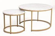 Set di Tavolini da caffè Dion effetto marmo bianco/oro