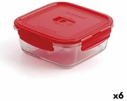 Porta pranzo Ermetico Luminarc Pure Box Rosso 1,22 L Vetro (6 Unità)