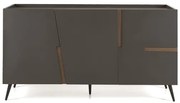 Madia credenza 3 ante inserti teak con scocca Antracite GIRONA con 5 piedini