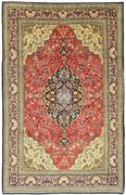 Ghom Tappeto 350 x 220 Rosso (Iran) Annodato A Mano